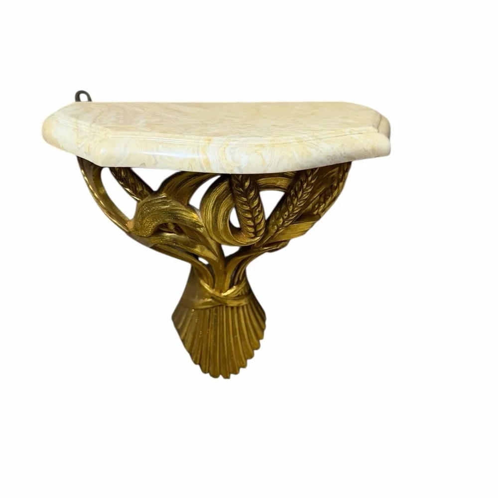 Syroco Gold Wheat Sheaf Wall Shelf Decor